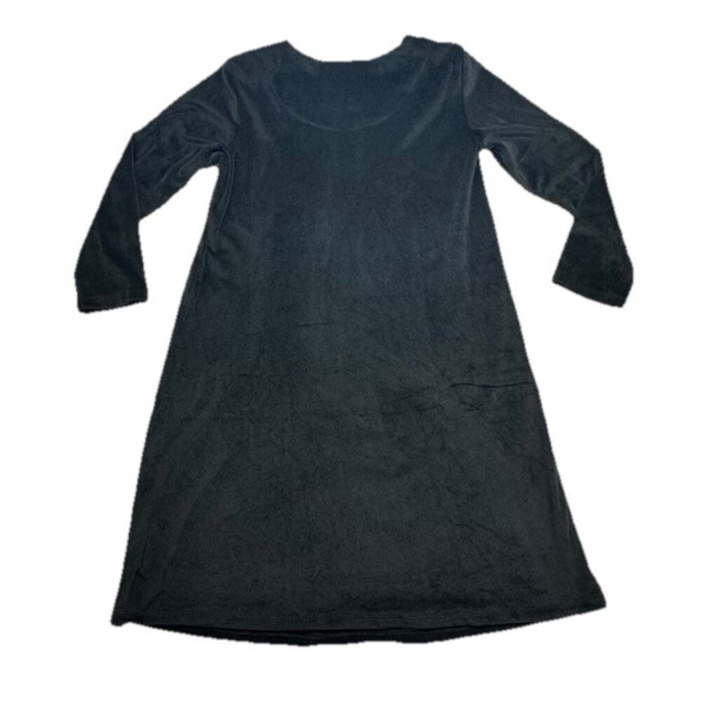 Aria Womens Medium Nightgown Black Long Sleeve Stretch Velour Sleepwear Soft - Picture 7 of 7